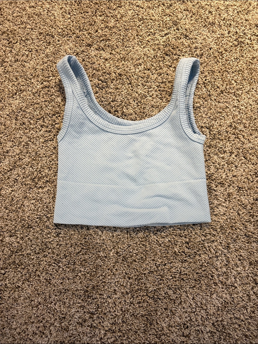 A. Byer Pastel Blue Ribbed Crop Tank